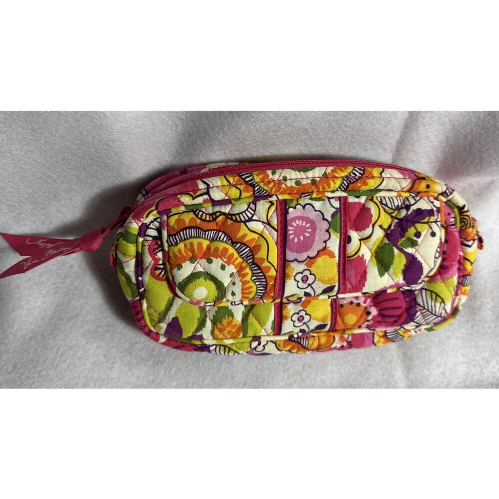 Vera Bradley Clementine Pink Floral Makeup Cosmetic Bag w/ Mirror NWOT